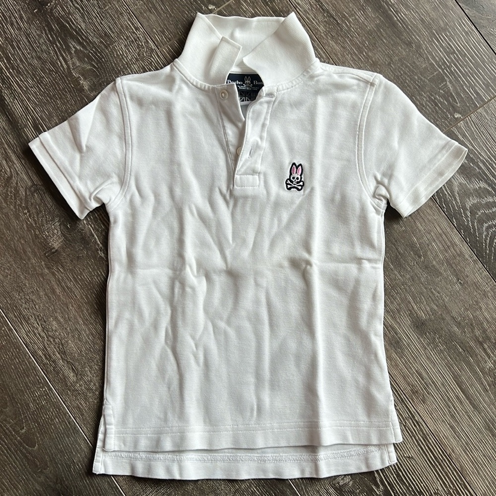 Boys Psycho Bunny White Polo Short Sleeve Shirt XS 5 6